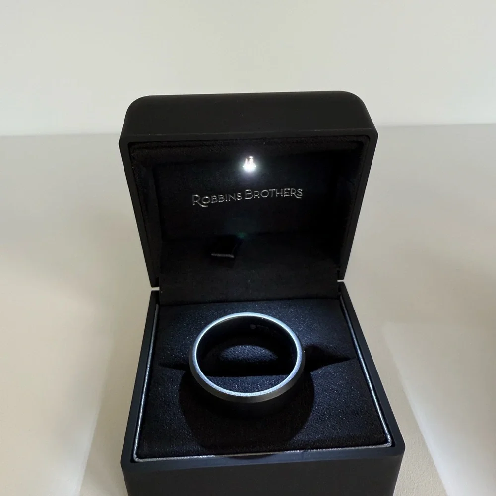 Tungsten Raw Black Beveled Edge Wedding Band